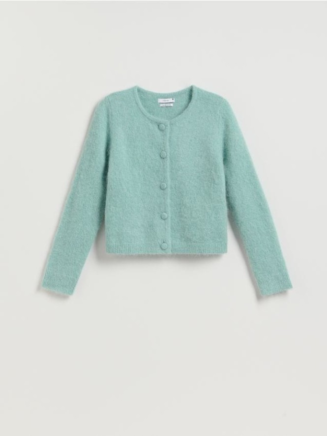 Kardigan z wełną alpaki - jasnoturkusowy
