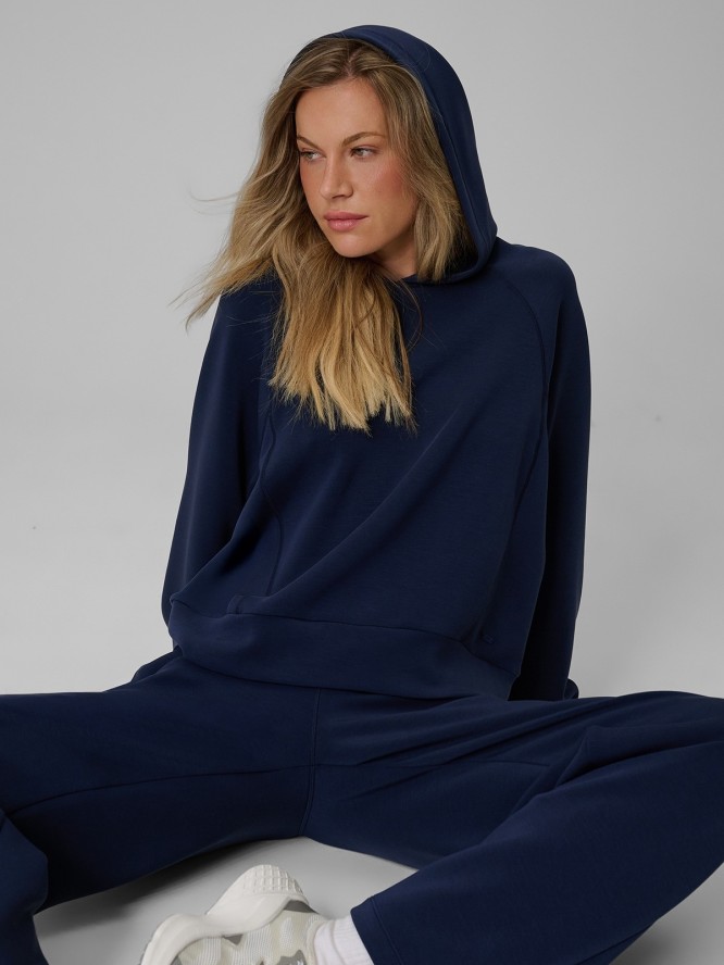 4F Bluza dresowa regular z modalem damska - granatowa XXL