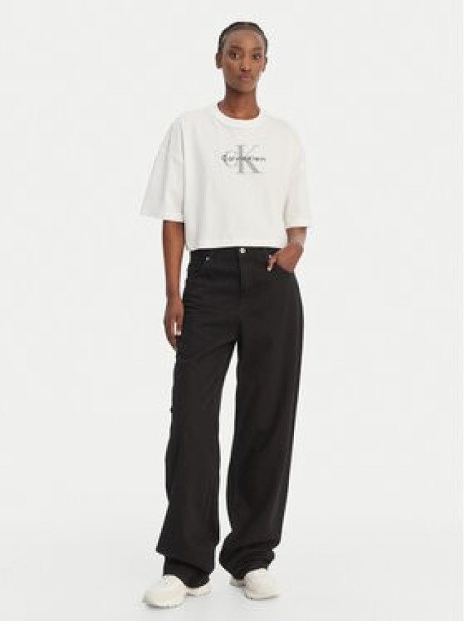 Calvin Klein Jeans T-Shirt LV047F828G Biały Boxy Fit