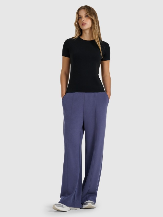 4F T-shirt z prążkowanej dzianiny z modalem damski - czarny XXL