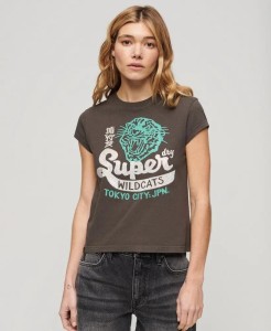 superdry Krótki T-shirt z ozdobami – VINTAGE BLACK