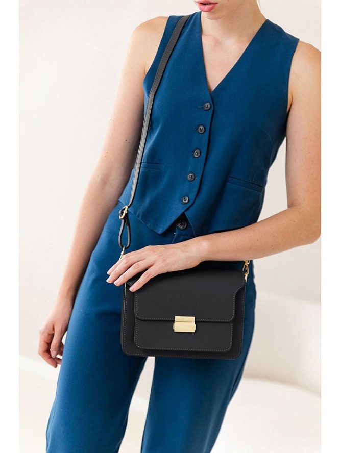 Pia Sassi Skórzana torebka "Carbonara" w kolorze czarnym - 23 x 17 x 10 cm rozmiar: onesize