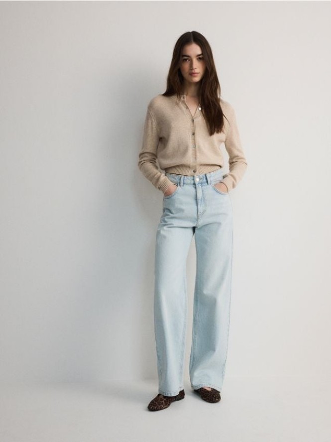 Jeansy wide leg - niebieski