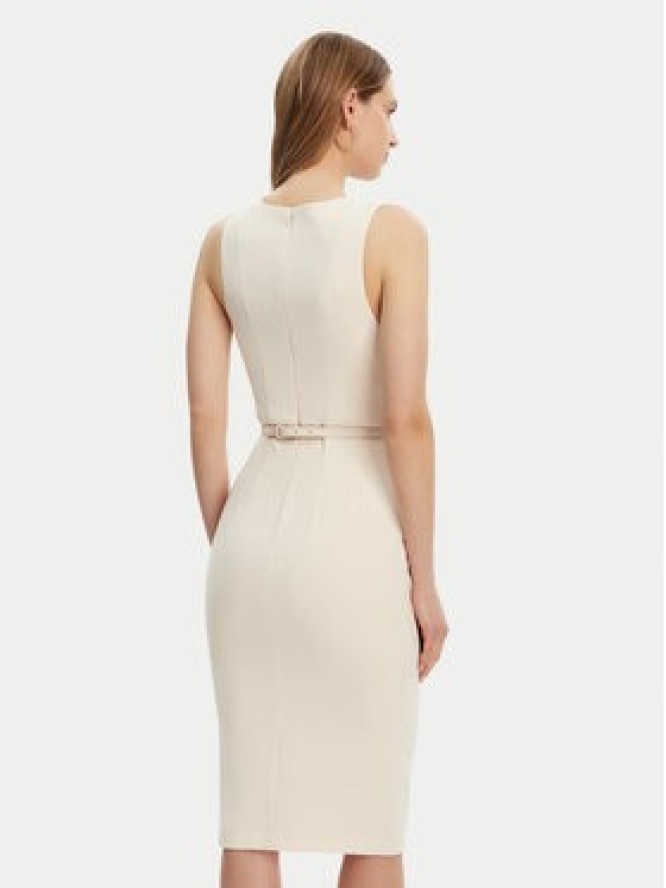 Elisabetta Franchi Sukienka koktajlowa AB-706-51E2-193 Écru Slim Fit