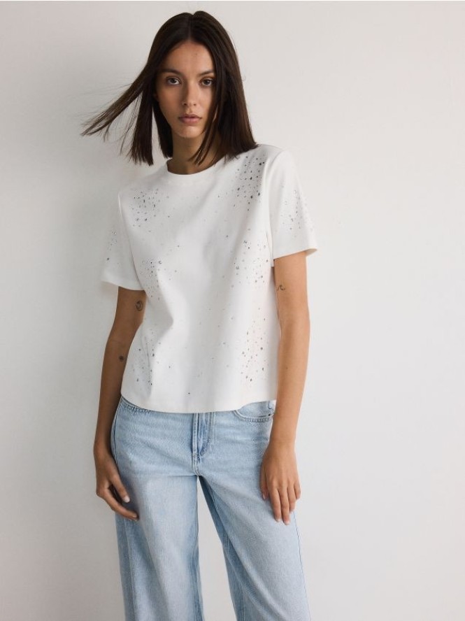 T-shirt z aplikacją - biały