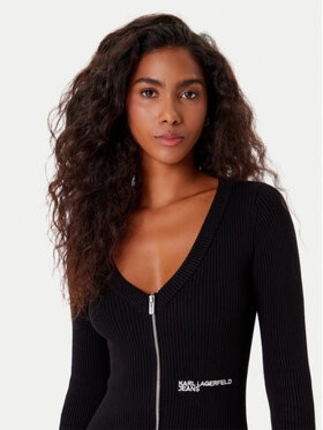 Karl Lagerfeld Jeans Sukienka dzianinowa A4W13011 Czarny Slim Fit