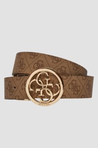 GUESS Brązowy dwustronny damski pasek w monogram Noelle REV H35, Rozmiar XS