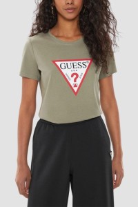 GUESS Zielony t-shirt damski Original Tee, Rozmiar XL