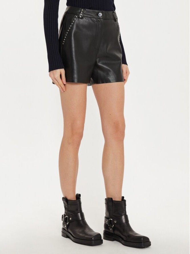Morgan Szorty z imitacji skóry 242-SHILY Czarny Regular Fit