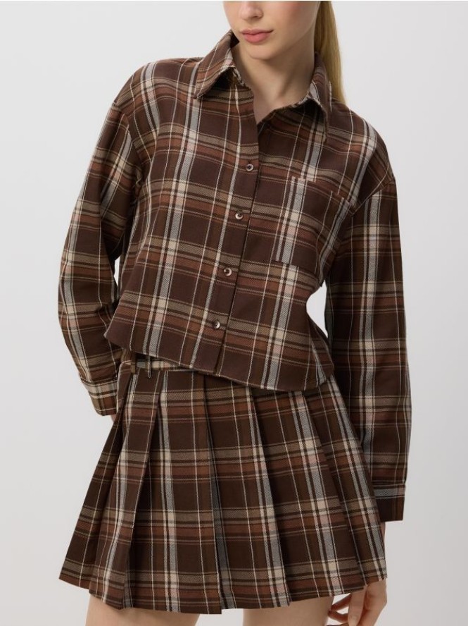 Plisowana spódnica - brązowy