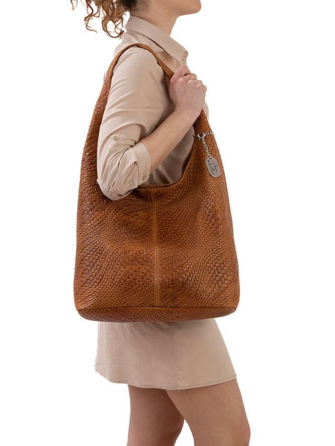 Anna Morellini Skórzana torebka "Palladia" w kolorze jasnobrązowym - 38 x 30 x 2 cm rozmiar: onesize