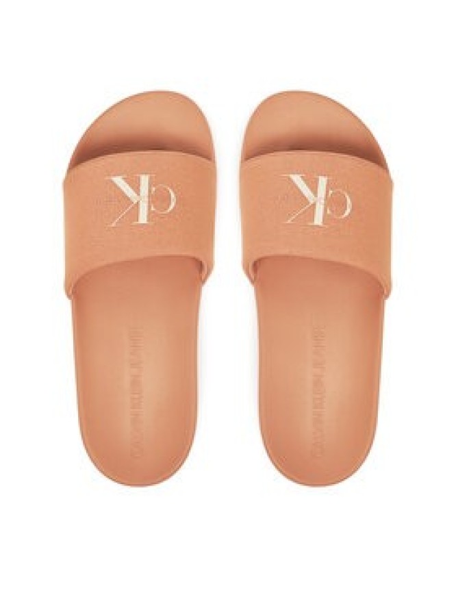 Calvin Klein Jeans Klapki Slide Monogram Wn YW0YW01835 Koralowy