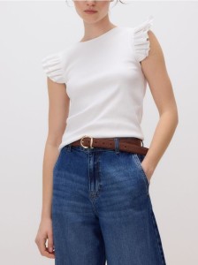 Bluzka z falbankami - złamana biel