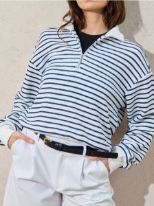 Bluza ze stójką w paski - wielobarwny