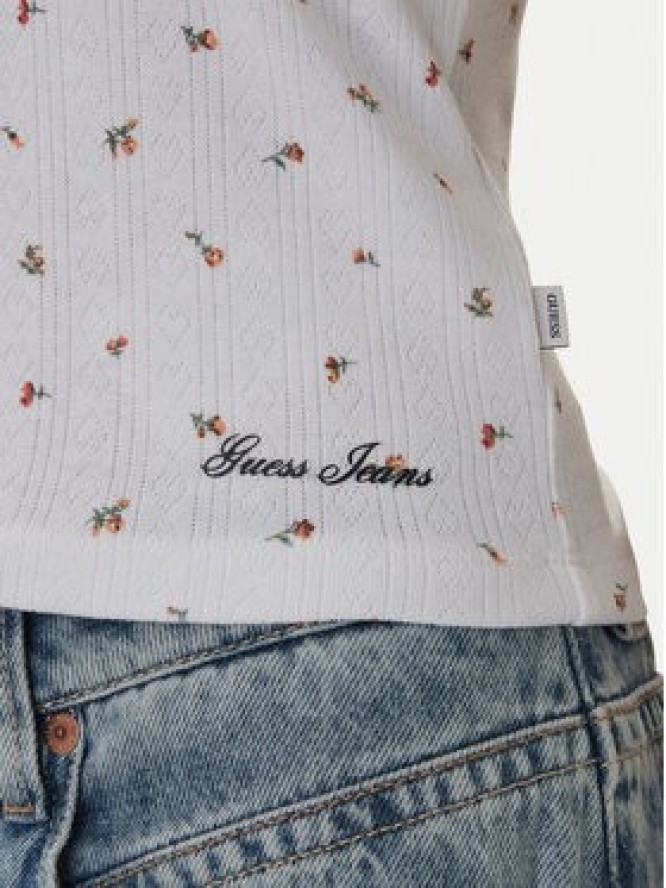 Guess Jeans Top W6GPB5 KH172 Biały Regular Fit
