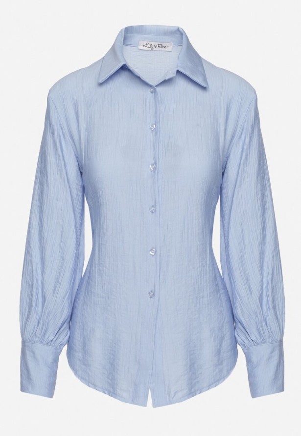 Niebieska Koszula z Usztywnionymi Ramionami Ozdobiona Sznurkiem Meroriela
