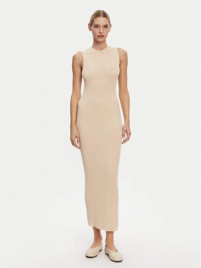 Kontatto Sukienka dzianinowa 3M0512C Beżowy Regular Fit