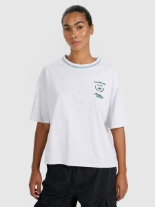 T-shirt oversize z nadrukiem damski 4F 4FRSS25TTSHF2979