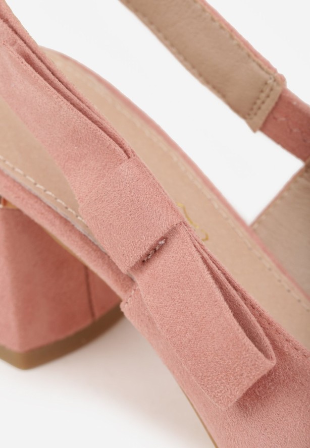 Różowe Sandały Vices na Obcasie ze Skórzaną Wkładką Bez Pięty Vevazira