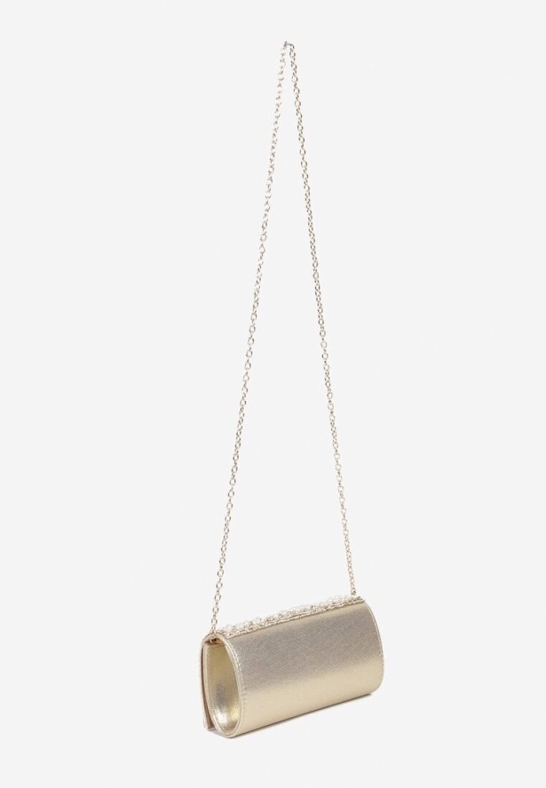 Szampańska Torebka Kopertówka Vices z Łańcuszkiem Zdobiona Perełkami i Cyrkoniami Vemiluna