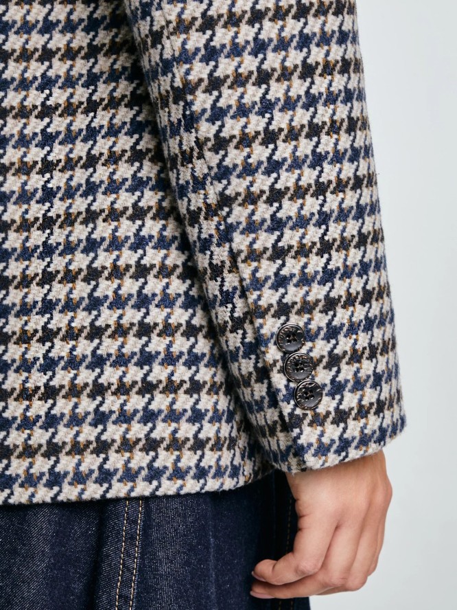 Marynarka damska slim w pepitkę z dodatkiem wełny Neida 000