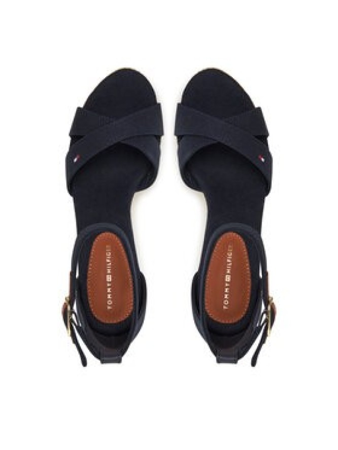 Tommy Hilfiger Sandały Flag High Wedge Espad Crisscross FW0FW08661 Granatowy