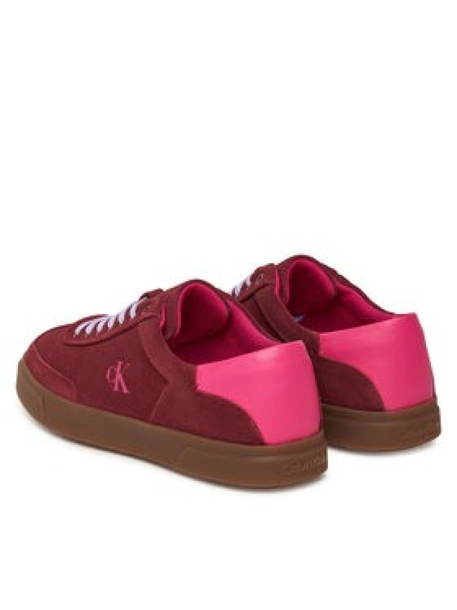 Calvin Klein Sneakersy Low Pro Cups Lace Up Sue Mix Mg HW0HW02683 Bordowy