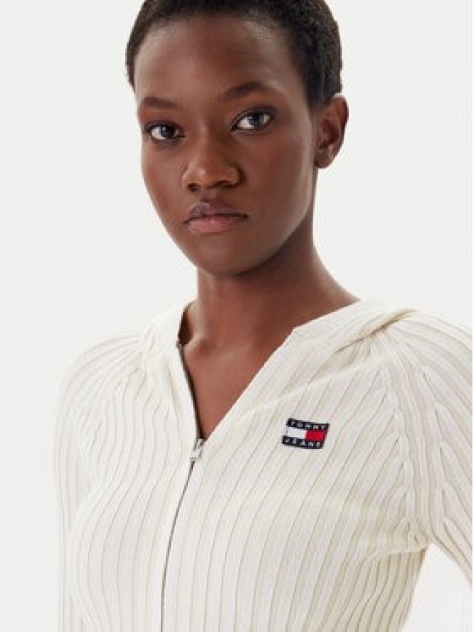 Tommy Jeans Kardigan DW0DW20974 Écru Slim Fit