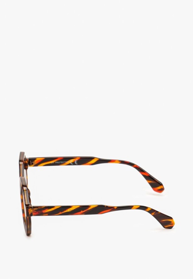 Brązowe Okulary Przeciwsłoneczne z Prostokątnymi Oprawkami Tinallas