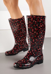Czarne Kalosze Ozdobione Kwiatami Olivorie