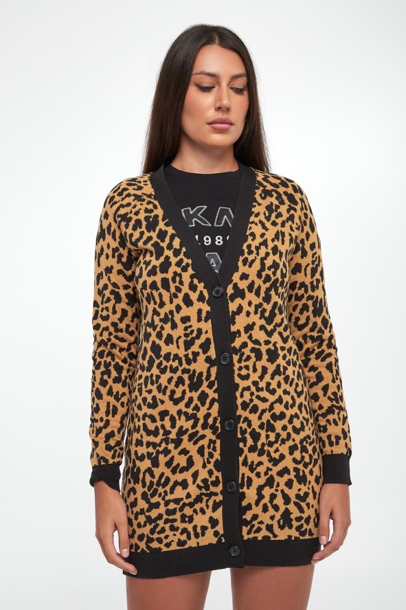 Kardigan damski w panterkę DKNY