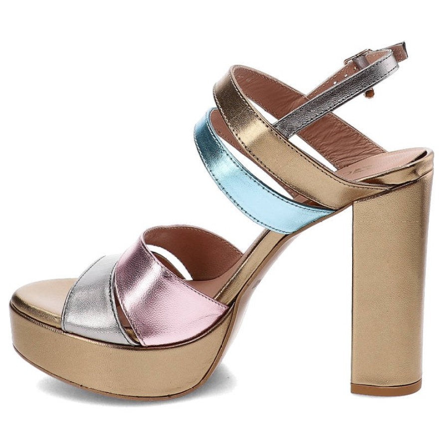 Złote Sandały Carinii Eleganckie Skórzane Buty