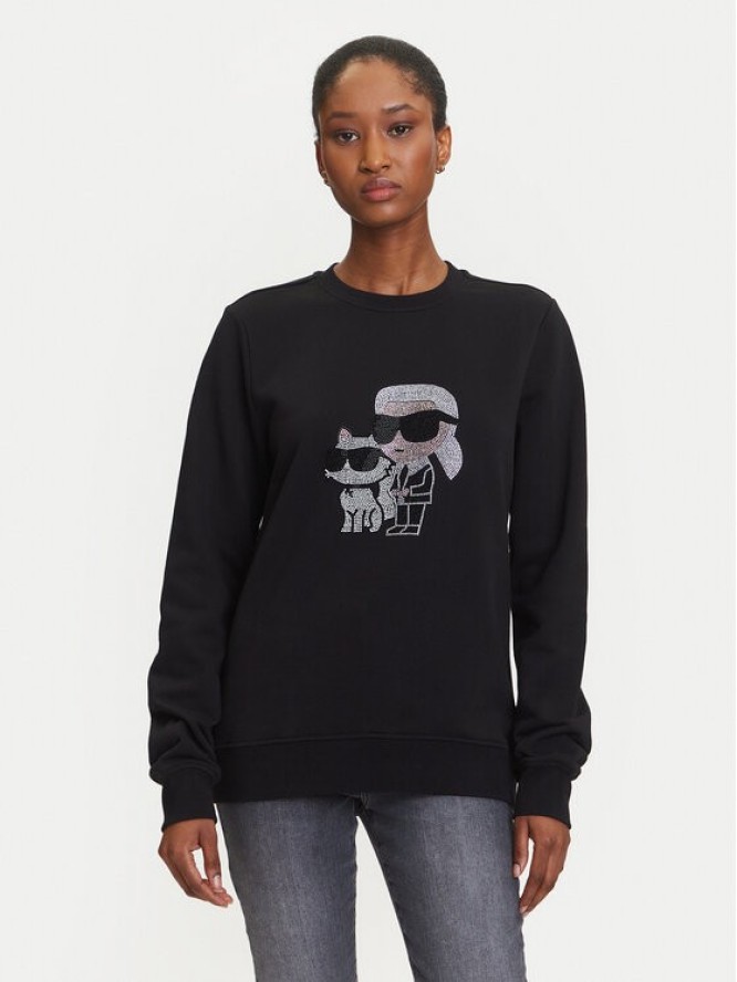 KARL LAGERFELD Bluza A3W20069 Czarny Regular Fit