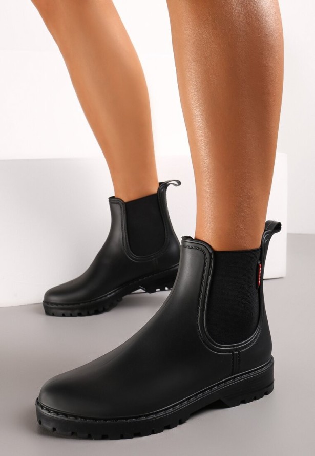 Czarne Kalosze za Kostkę z Elastycznymi Wstawkami Daelira