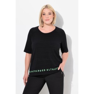 Damskie T-shirt napisy na rąbku klasyczny krój okrągły dekolt rękaw 1/2