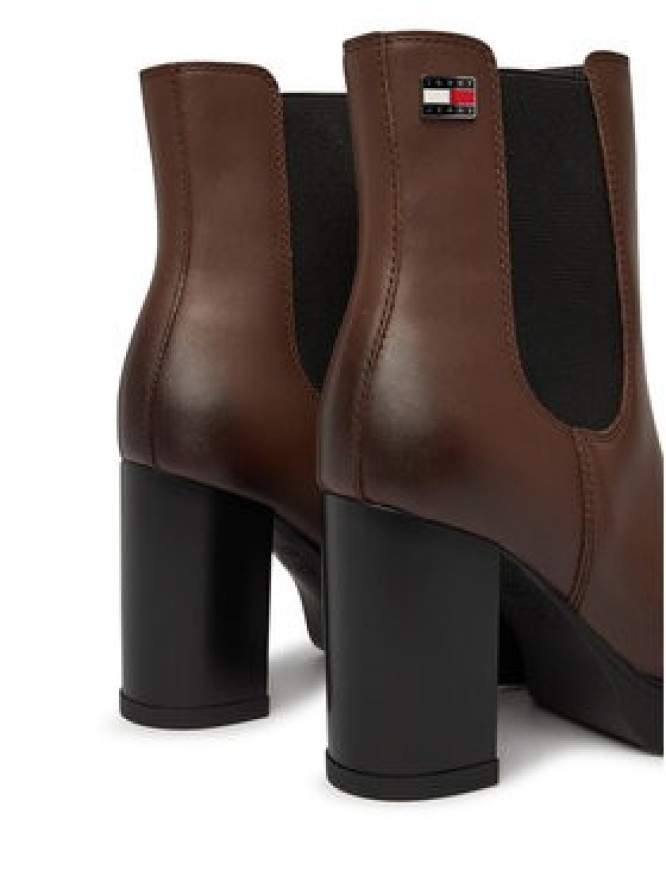 Tommy Jeans Botki Tjw Chelsea High Heel Boots EN0EN03112 Brązowy