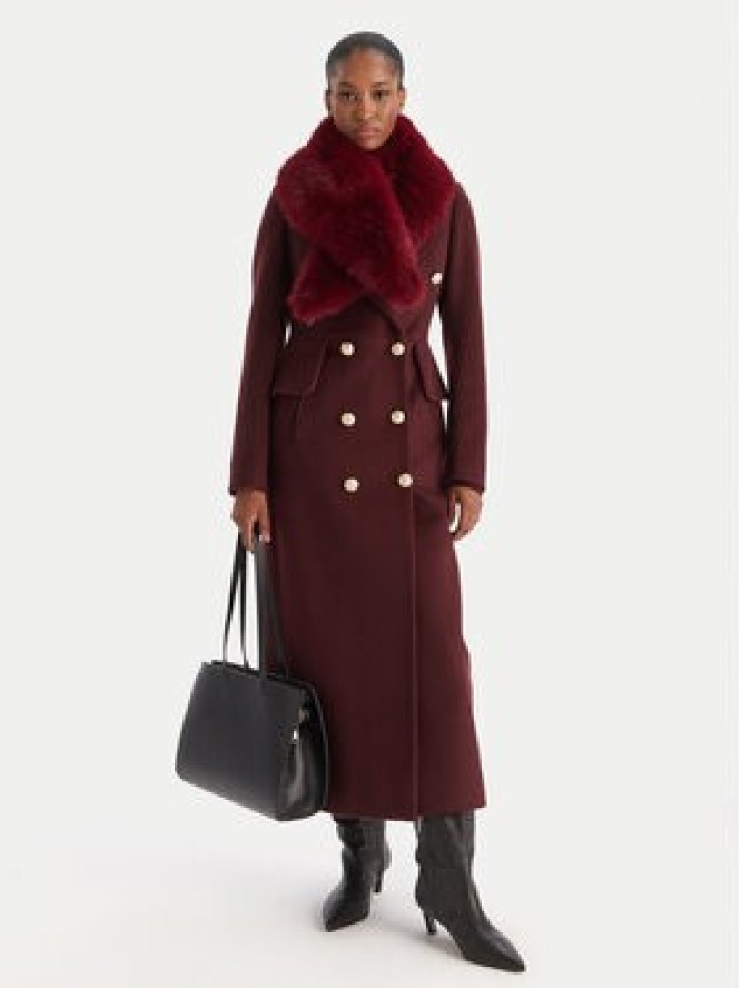 YES LONDON Płaszcz wełniany CD1230ECO Bordowy Regular Fit