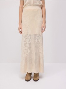 Ażurowa spódnica maxi - złamana biel