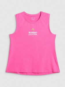 4F Top regular z nadrukiem damski - różowy L