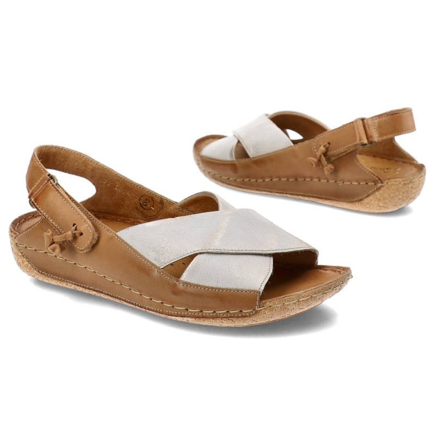 Brązowe Sandały Maciejka Damskie Skórzane Buty