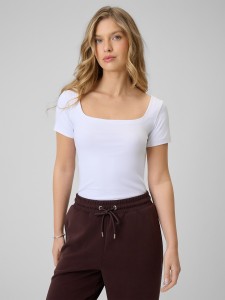 4F T-shirt slim gładki damski - biały L