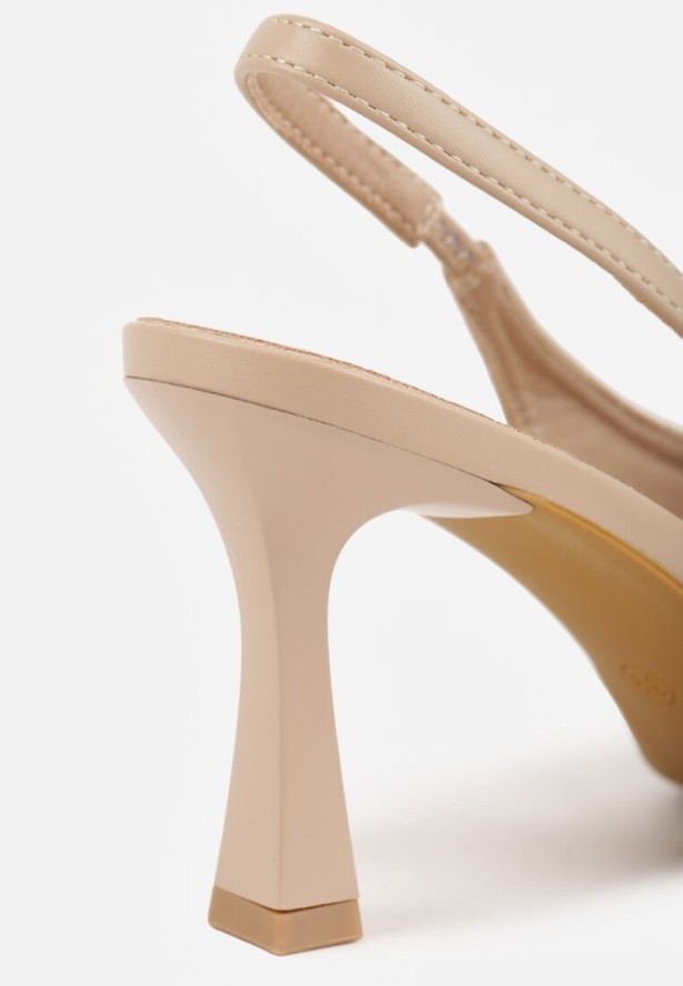 Ciemnobeżowe Czółenka Sandały Vices na Szpilce Slingback Kolliva