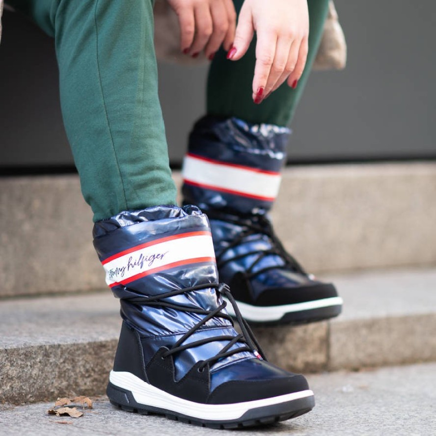 Granatowe Śniegowce Tommy Hilfiger Damskie Buty