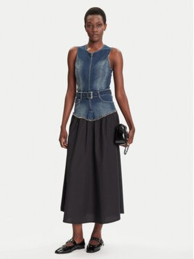 Desigual Sukienka jeansowa Poplin 25WWVD03 Granatowy Regular Fit