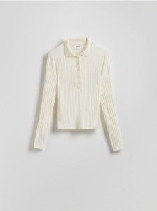 Longsleeve polo - jasnożółty