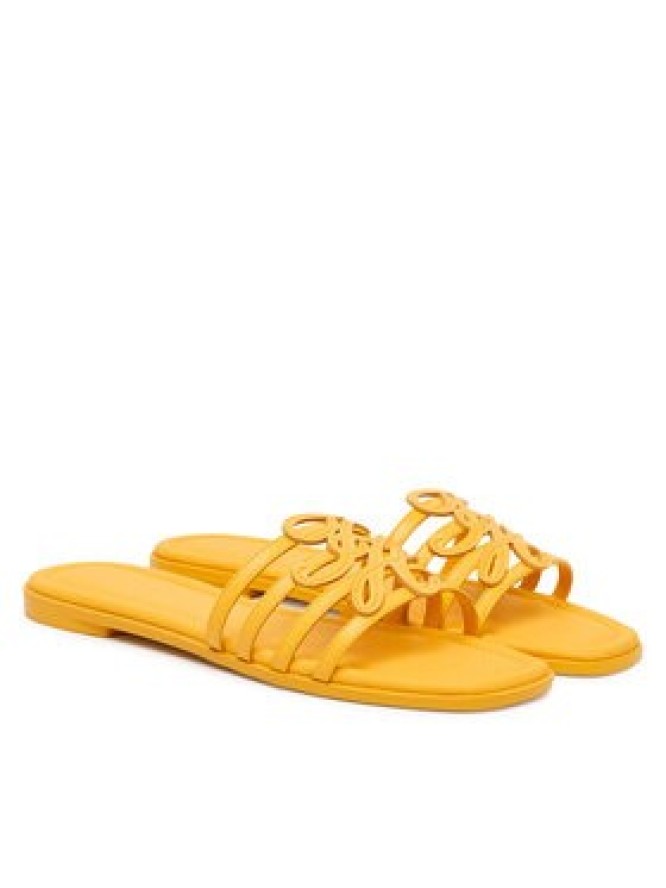 Tommy Hilfiger Klapki Th Script Flat Mule Lth FW0FW09368 Żółty