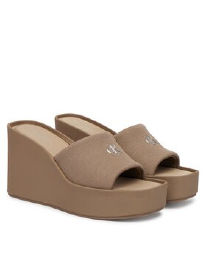 Calvin Klein Klapki Wedge 70 Sndl Canv Mg HW0HW03134 Beżowy