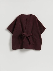 Ponczo z wiązaniem - burgundowy