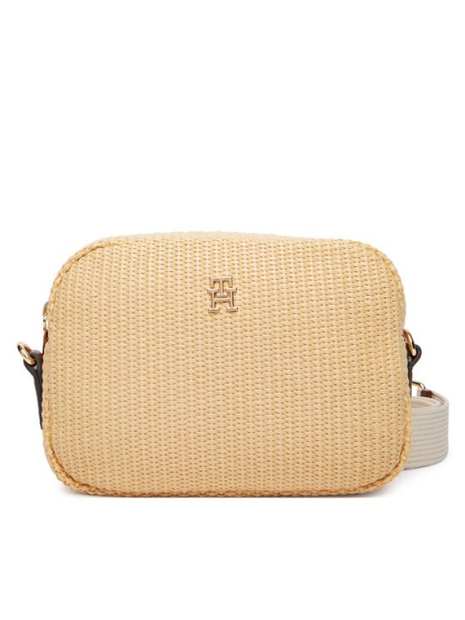Tommy Hilfiger Torebka Popette Camera Bag Raffia AW0AW18525 Beżowy