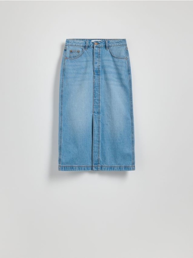 Jeansowa spódnica midi - niebieski